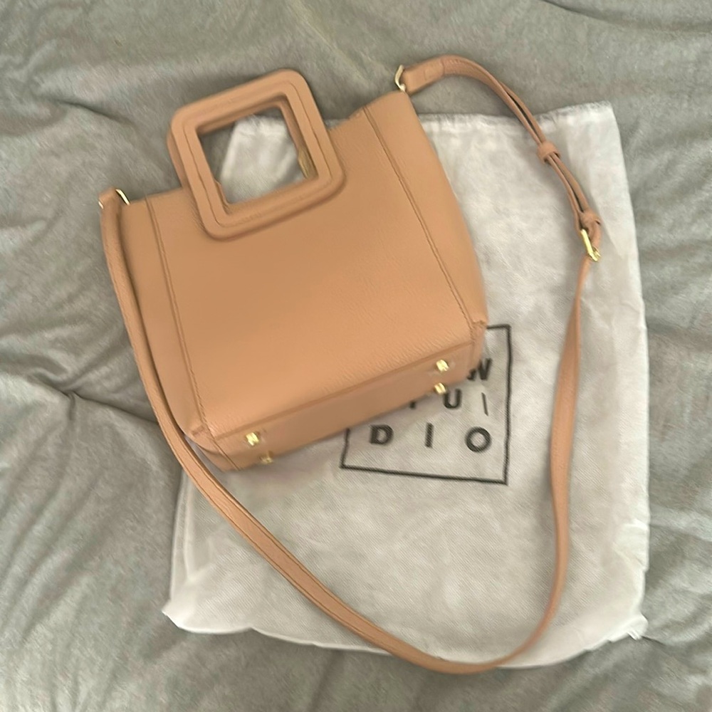 Light tan cross-body top handle purse - brand new